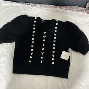 Ellen Tracy Black Sweater with White Detailing